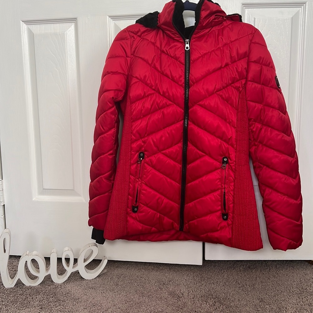 Nautica Ladies Puffer Jacket with Faux Fur Trim